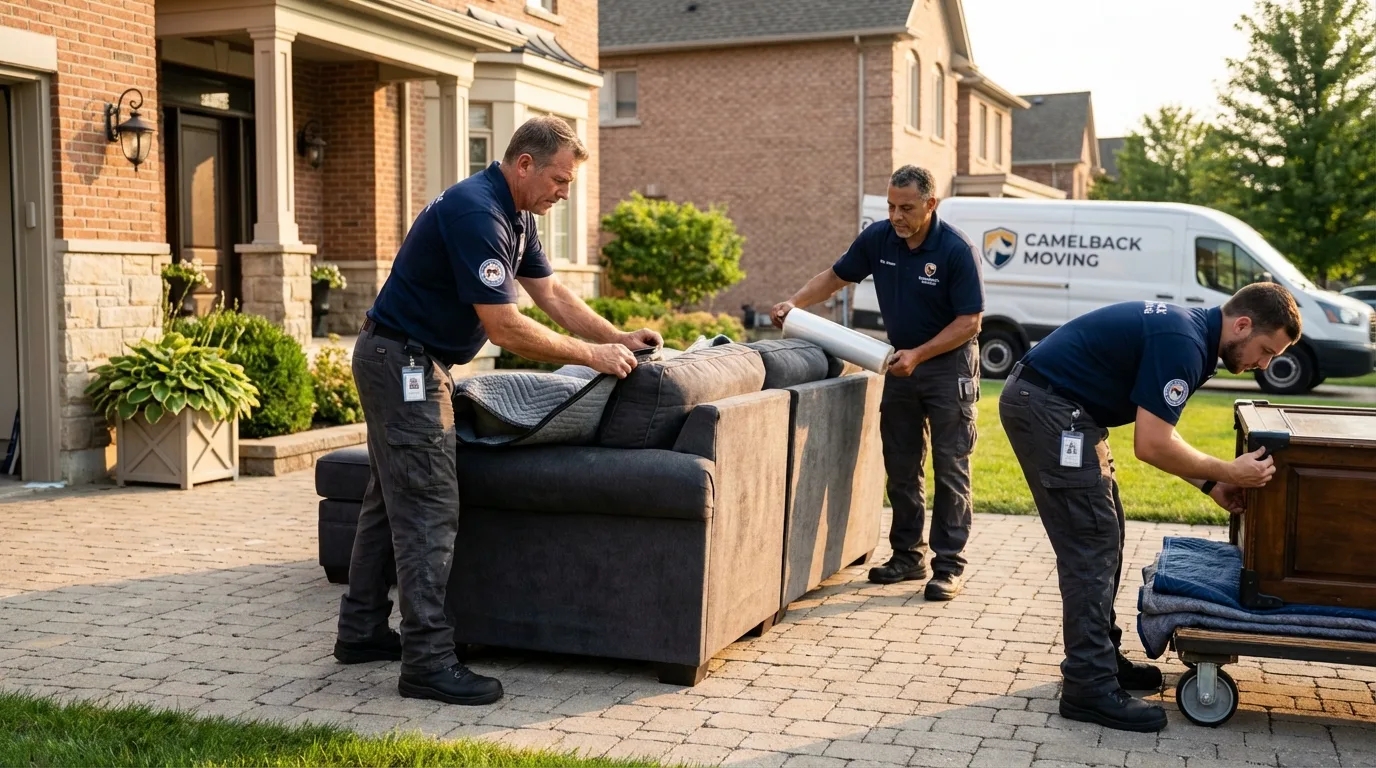 Large estate moving crew wrapping furniture in Summerdale, AL