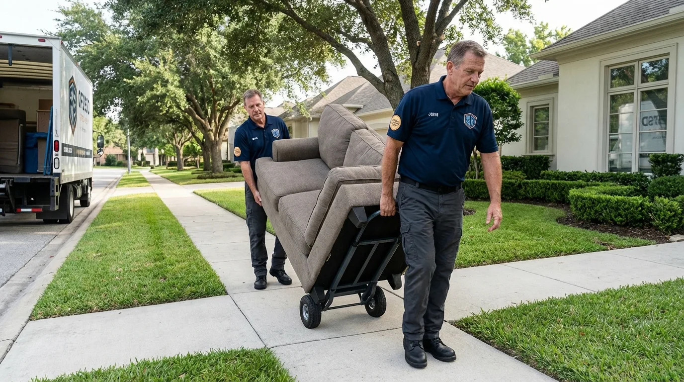Local residential moving crew loading furniture in Summerdale, AL